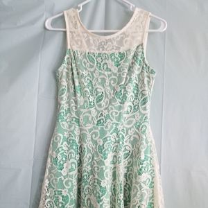 Blue with white lace dress